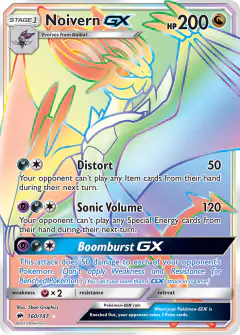 Noivern-GX 160/147 Rare Rainbow card from Burning Shadows