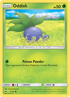 Oddish 4/147 Common card from Burning Shadows