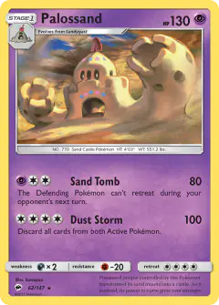Palossand 62/147 Rare Holo card from Burning Shadows
