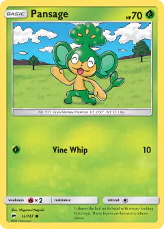 Pansage 12/147 Common card from Burning Shadows