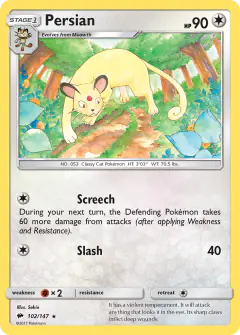 Persian 102/147 Rare card from Burning Shadows