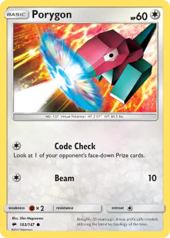 Porygon 103/147 Common card from Burning Shadows