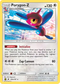 Porygon-Z 105a/147 Rare Holo card from Burning Shadows