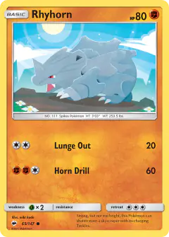 Rhyhorn 65/147 Common card from Burning Shadows