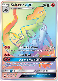 Salazzle-GX 151/147 Rare Rainbow card from Burning Shadows