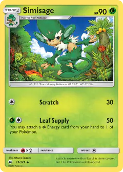 Simisage 13/147 Uncommon card from Burning Shadows