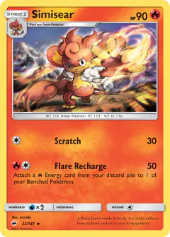 Simisear 23/147 Uncommon card from Burning Shadows