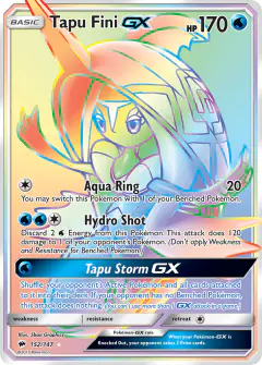 Tapu Fini-GX 152/147 Rare Rainbow card from Burning Shadows
