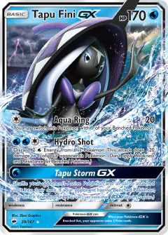 Tapu Fini-GX 39/147 Rare Holo GX card from Burning Shadows