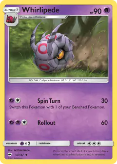 Whirlipede 57/147 Uncommon card from Burning Shadows