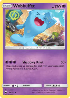 Wobbuffet 49/147 Uncommon card from Burning Shadows