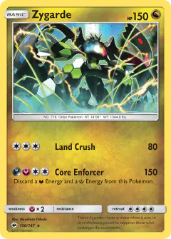 Zygarde 100/147 Rare Holo card from Burning Shadows