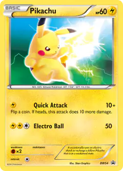 Pikachu BW54 Promo card from BW Black Star Promos