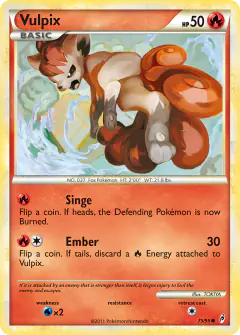 Vulpix 75/95 Common card from Call of Legends