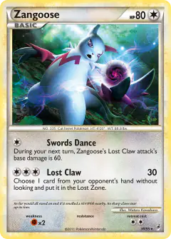 Zangoose 39/95 Rare card from Call of Legends