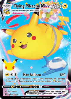 Flying Pikachu VMAX 7/25 Rare Holo VMAX card from Celebrations