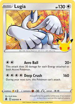 Lugia 22/25 Rare card from Celebrations