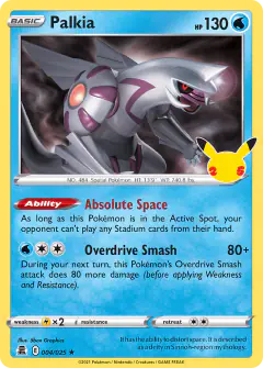Palkia 4/25 Rare card from Celebrations