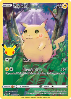Pikachu 5/25 Rare Holo card from Celebrations