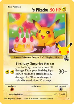 _____'s Pikachu 24/25 Classic Collection card from Celebrations