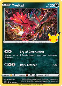Yveltal 19/25 Rare card from Celebrations
