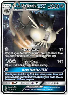 Alolan Raticate-GX 85/168 Rare Holo GX card from Celestial Storm