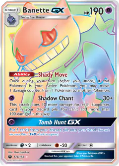 Banette-GX 174/168 Rare Rainbow card from Celestial Storm