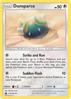 Dunsparce 110/168 Uncommon card from Celestial Storm