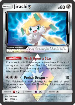 Jirachi ◇ 97/168 Rare Prism Star card from Celestial Storm