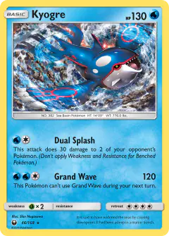 Kyogre 46/168 Rare Holo card from Celestial Storm