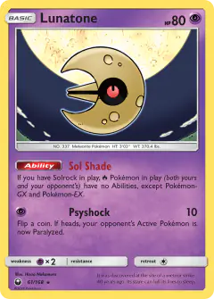 Lunatone 61/168 Rare Holo card from Celestial Storm