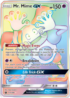 Mr. Mime-GX 173/168 Rare Rainbow card from Celestial Storm