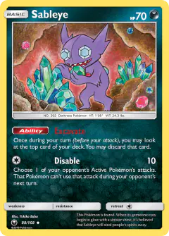 Sableye 88/168 Uncommon card from Celestial Storm