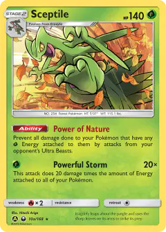 Sceptile 10a/168 Rare Holo card from Celestial Storm