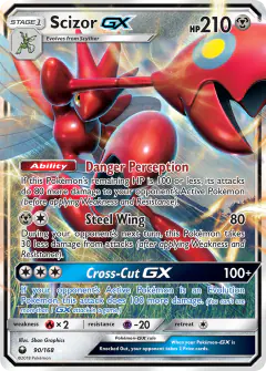 Scizor-GX 90/168 Rare Holo GX card from Celestial Storm