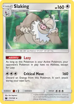 Slaking 115/168 Rare Holo card from Celestial Storm