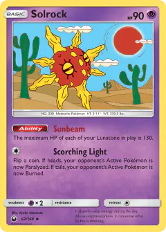 Solrock 62/168 Uncommon card from Celestial Storm