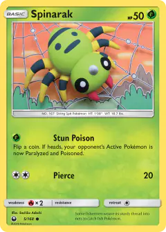 Spinarak 5/168 Common card from Celestial Storm