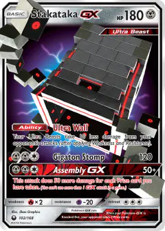 Stakataka-GX 102/168 Rare Holo GX card from Celestial Storm
