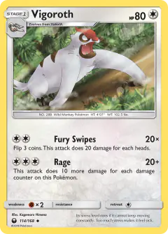 Vigoroth 114/168 Uncommon card from Celestial Storm