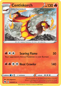 Centiskorch 010/073 Rare Holo card from Champion's Path