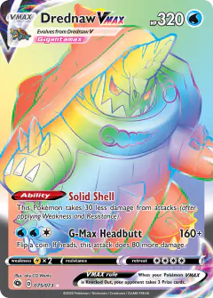 Drednaw VMAX 075/073 Rare Rainbow card from Champion's Path