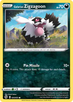 Galarian Zigzagoon 035/073 Common card from Champion's Path