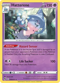 Hatterene 020/073 Rare Holo card from Champion's Path