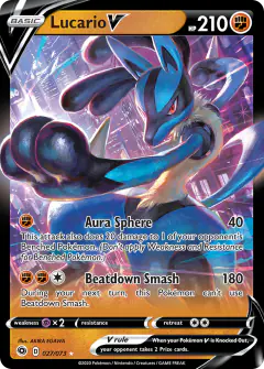 Lucario V 027/073 Rare Holo V card from Champion's Path