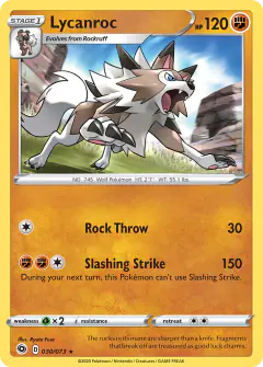 Lycanroc 030/073 Rare Holo card from Champion's Path