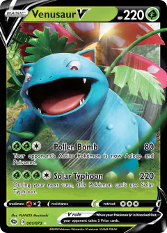 Venusaur V 001/073 Rare Holo V card from Champion's Path