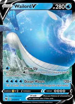 Wailord V 013/073 Rare Holo V card from Champion's Path