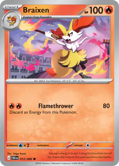 Braixen 012/086 Common card from Chaos Rising