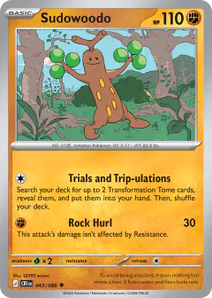 Sudowoodo 043/086 Uncommon card from Chaos Rising